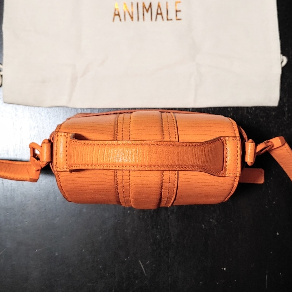 Animale Brazil Lizard Leather Mini Satchel Crossbody Shoulder Bag Bright Orange - Picture 11 of 16